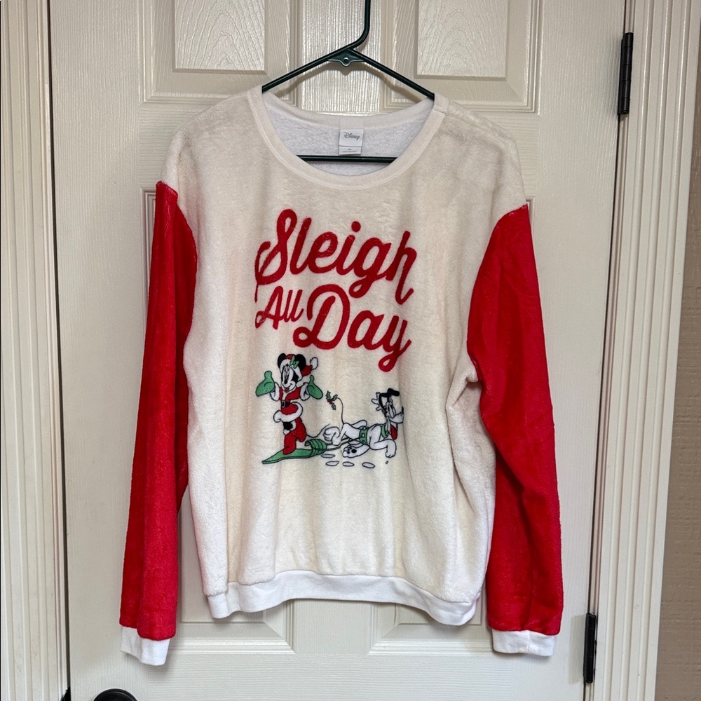 Disney Red and White 'Sleigh All Day' Sweater